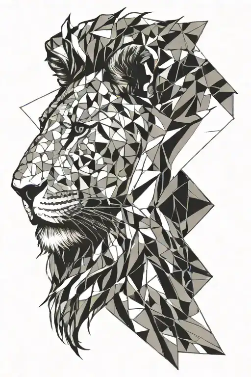 lion head profile holding tattoo design idea
