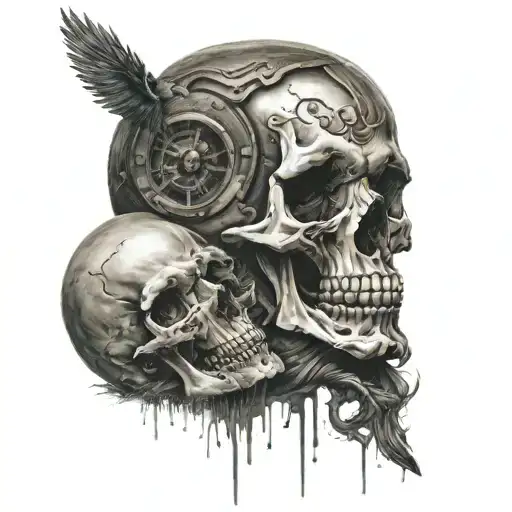 skull sadness of died parents tattoo design idea