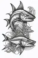 snook realism ocean, hammer head shark, blue crab tattoo design idea