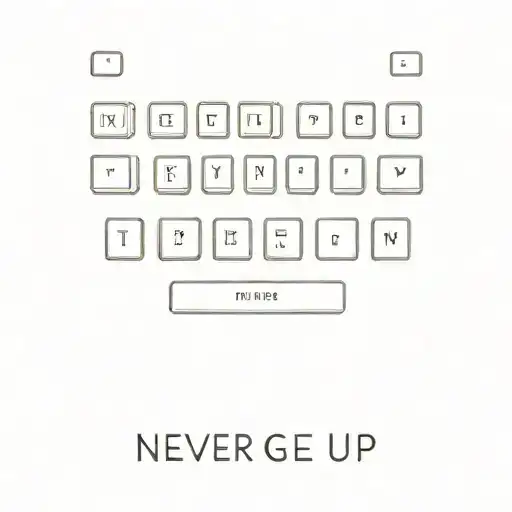 A typewriter keyboard with the keys spelling out 'never give up' in a creative font tattoo design idea