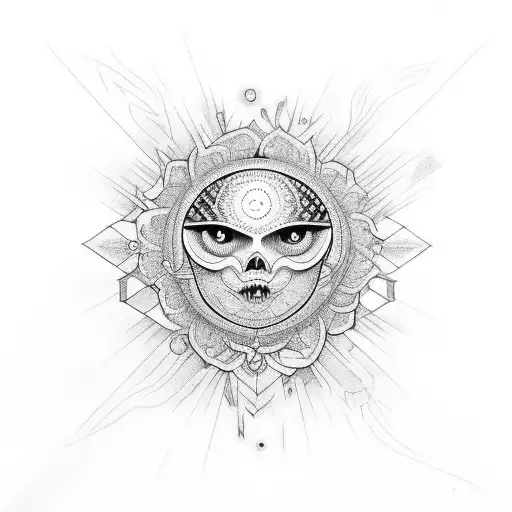 Sol com borboleta feita com reflexo da luz dele embaixo tattoo design idea
