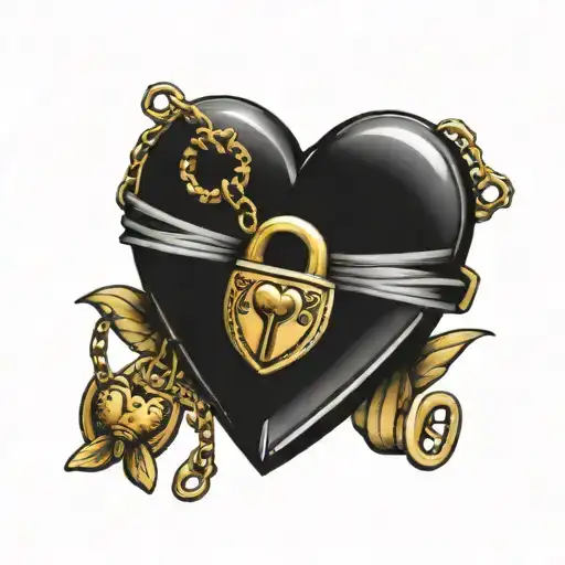 locket necklace shaped like love heart shaped lock tattoo design idea