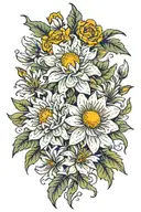 aster and jonquil tattoo design idea