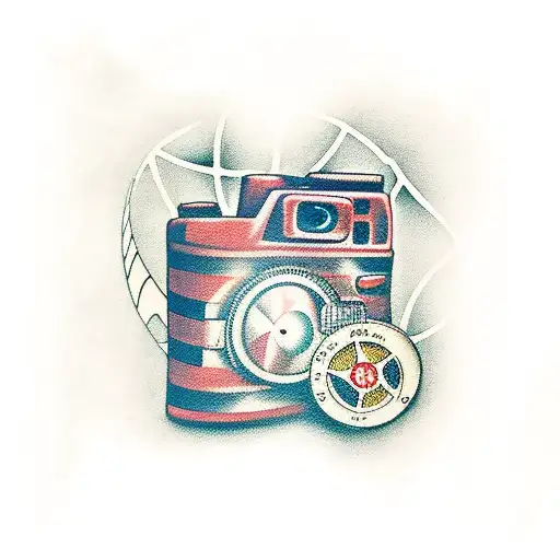 cinema camera with Hollywood symbols  tattoo design idea