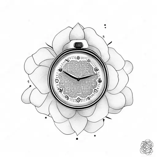 cosmo flowers with old watch saying 11:18 tattoo design idea