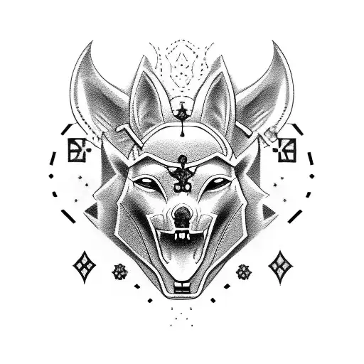 create a cool tattoo with Anubis, roses, Croatia and crosses tattoo design idea