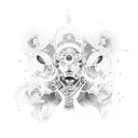 A raving DJ surrounded by pulsating music waves tattoo design idea