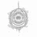 A raving DJ surrounded by pulsating music waves tattoo design idea