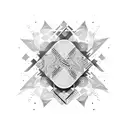 An abstract dotwork composition inspired by the client's favorite guitar chords tattoo design idea