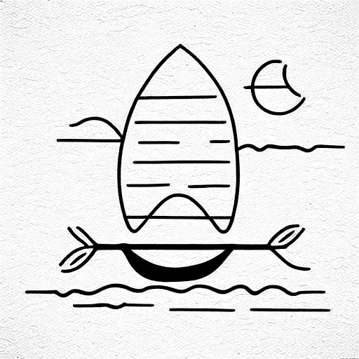 row boat in ocean tattoo design idea