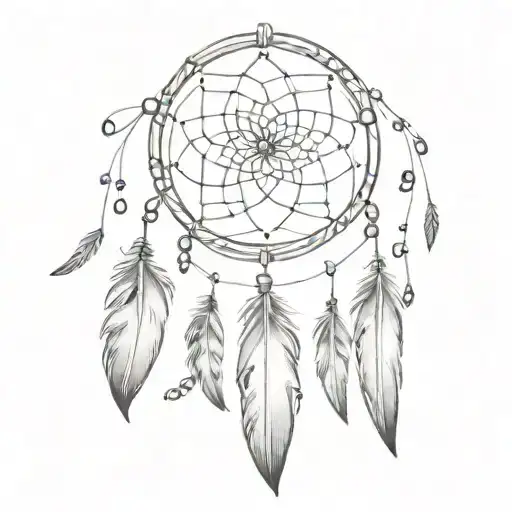 feathered dreamcatcher with word "CAM" in it tattoo design idea