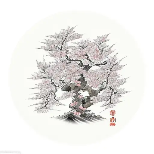 cherry blossom tree tattoo design idea