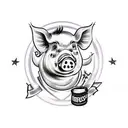 pig with rainbow and wall tattoo design idea