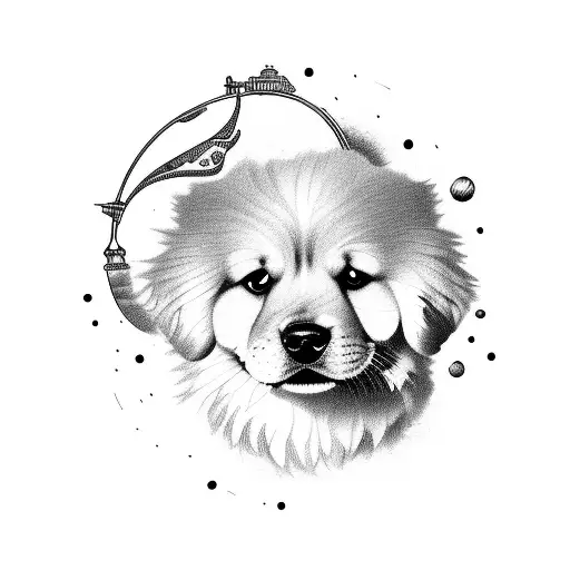 silueta de un golden retriever y al lado un Chow-chow tattoo design idea