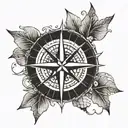 A tribal-inspired compass rose design with ocean waves and seashells, reflecting the client's passion for exploration and the sea tattoo design idea