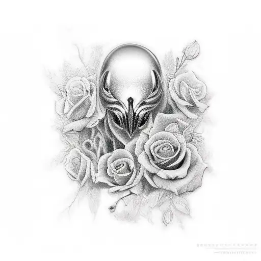 Corvo e relógio tattoo design idea