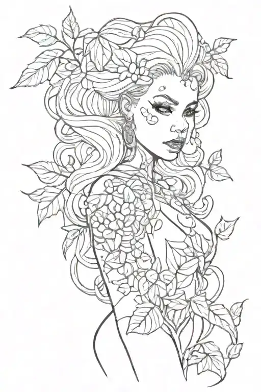 poison ivy as a black woman tattoo design idea