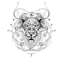 A Leo and Cancer zodiac symbol entangled in a dotwork vine design tattoo design idea