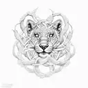 A Leo and Cancer zodiac symbol entangled in a dotwork vine design tattoo design idea