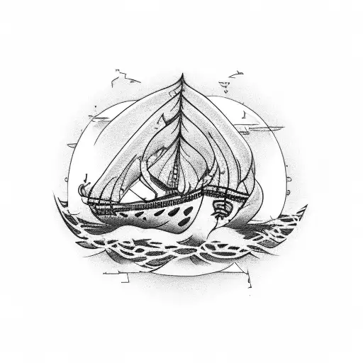 sunken ship tattoo design idea