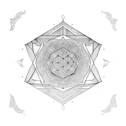 detailed gothic geometric filler tattoo design idea