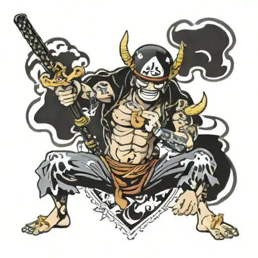 flash one piece anime tattoo design idea