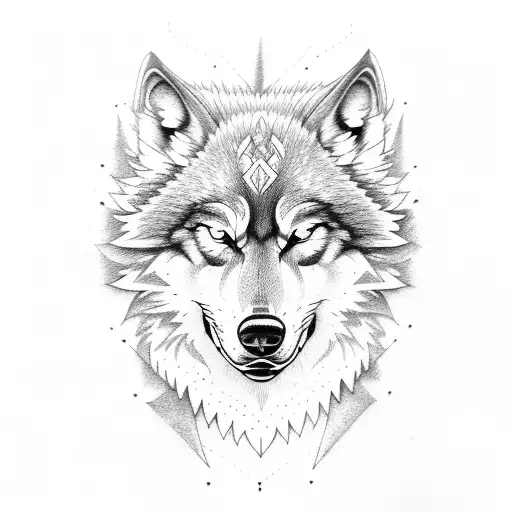 angry wolf  tattoo design idea