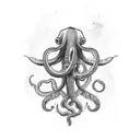 squid attacking an anchor tattoo design idea