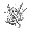squid attacking an anchor tattoo design idea