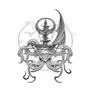squid attacking ship tattoo design idea