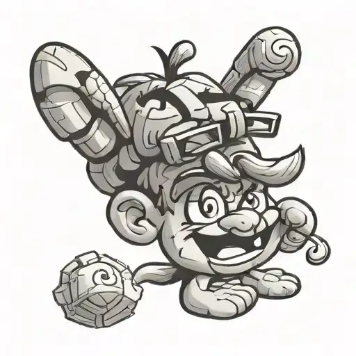 pebbles flintstones new school with glasses and smoke in the back ground  tattoo design idea