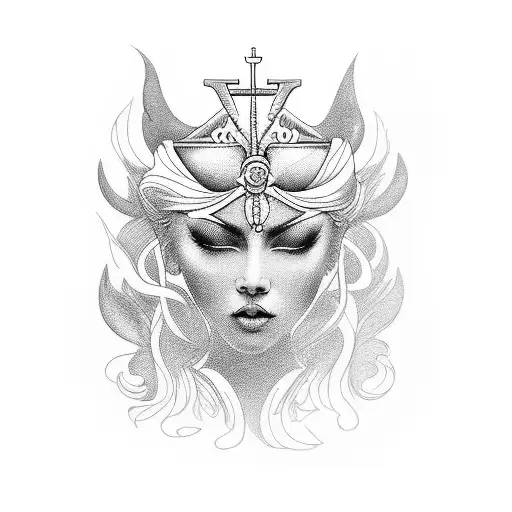 blinded goddess tattoo design idea