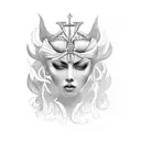 blinded goddess tattoo design idea