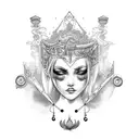 blinded goddess tattoo design idea