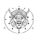 fusion of two horoscope signs taurus and lion  tattoo design idea