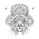 fusion of two horoscope signs taurus and lion  tattoo design idea