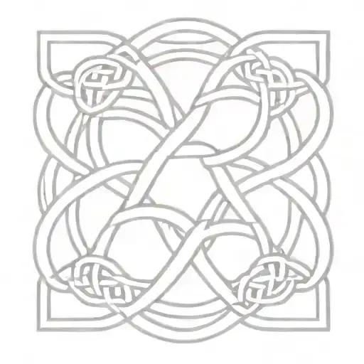 A tattoo featuring a Celtic father and son knot and a Celtic father and daughter knot inside of a Celtic love  knot tattoo design idea