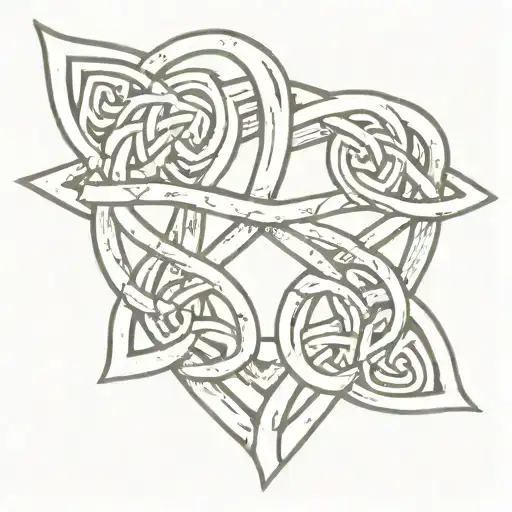 A tattoo design featuring a a Celtic father and son knot and a Celtic father and daughter knot inside of a Celtic love   tattoo design idea
