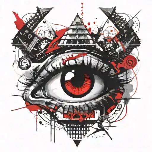 teeth around the illuminati eye tattoo design idea