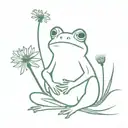 frog with fairy wings sitting on a dandelion  tattoo design idea