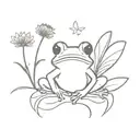 frog with fairy wings sitting on a dandelion  tattoo design idea
