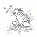 frog with fairy wings sitting on a dandelion  tattoo design idea