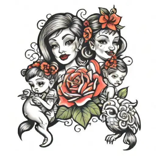 Mom 3 kids tattoo design idea