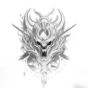 samuri fighting a demon tattoo design idea