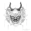 samuri fighting a demon tattoo design idea