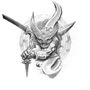 samuri vanquishing a demon with his sword tattoo design idea