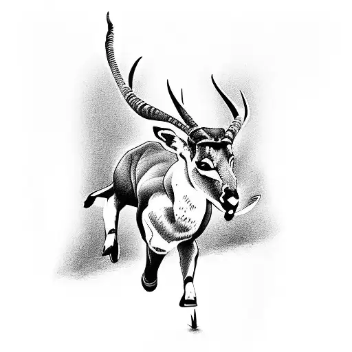 A springbok leaping over a rugby goalpost tattoo design idea
