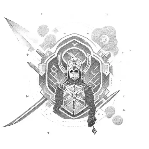 nights Templar that became a soldier that became a pilot that became a business man tattoo design idea