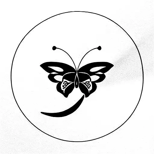 rose butterfly canary moon  tattoo design idea