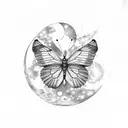 rose butterfly canary moon  tattoo design idea
